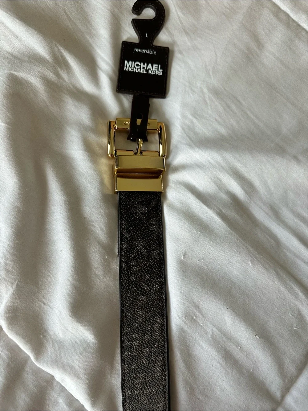 Michael Kors Brown Reversible Belt with Gold Buckle Hardware